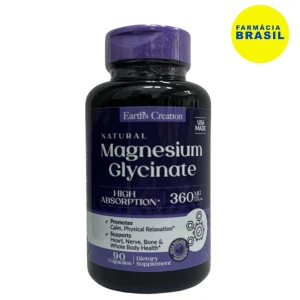 Earth s Creation Magnesium Glycinate Magnesio Glicinato 360MG 90 Capsules