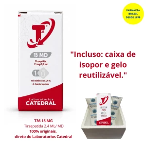 T36 Tirzepatida 15mg MD.  Uma  ampola 2,4ml para 4 aplicações. Com Registro Sanitário aprovado pela DINAVISA