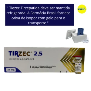 Tirzec Tirzepatida 2.50mg 1 ampola 2ml para 4 aplicações de 2.50mg/0 .5ml. Temos caixa de isopor e gelo. Super Oferta.